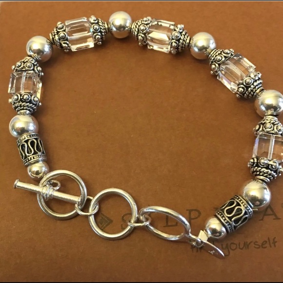 Silpada Sterling Silver Swarovski Crystal Bead Bracelet Toggle Clasp B1147 - Picture 6 of 15